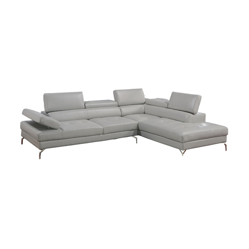 Canapé modulaire contemporain 2 pièces gris, similicuir avec siège et accoudoirs réglables, canapé modulaire 2 pièces, console de salon, tranquillité