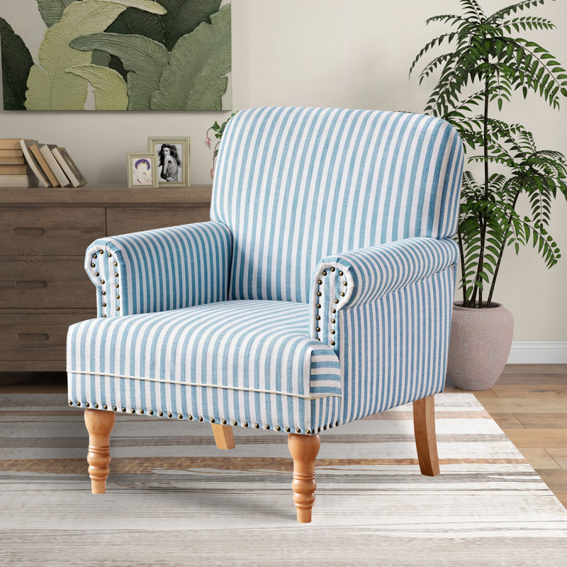 Upholstered Wooden Armchair, Blue