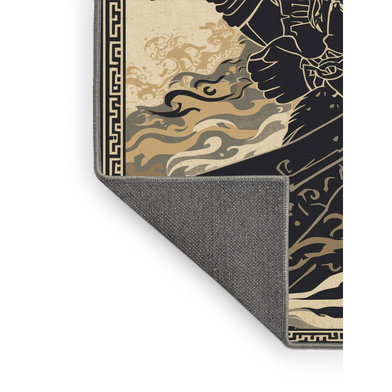 Tapis oriental en mauve doux et moelleux de style oriental Arald Skaldic Warrior, 5 x 7