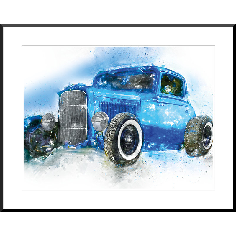 Hot Rod Car - Single Picture Frame Print on Wood