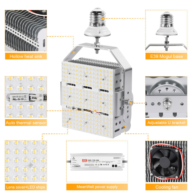 150W AC277-480V Kit de rénovation extérieur pour aire de jeu à DEL, AC 277-480V, 150 W