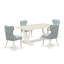Ensemble de table de salle à manger 5 pièces comprenant une table en bois et 4 chaises de cuisine en tissu bleu lin avec dossier capitonné - Lin brossé blanc-1579759050-1579759048-1579759047