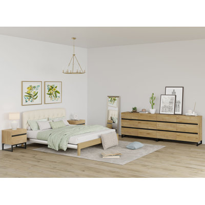4-Piece Modern Bedroom Furniture Set, 94.5-Inch Dresser With 12 Drawers And 2 Nightstands With 2 Drawers, Bedroom Set Of 4