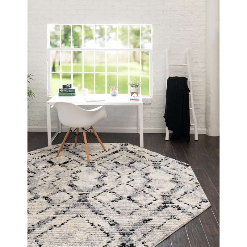 Tapis ivoire à motif géométrique Tucson, Octogone 4 pi x 4 pi