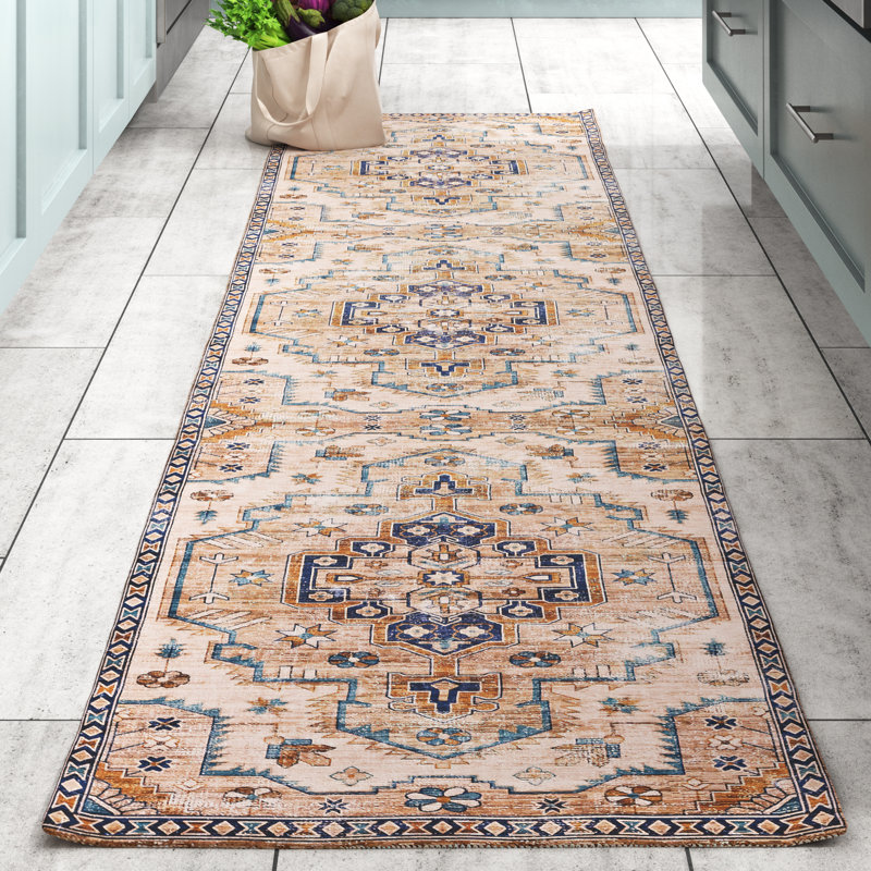 Tapis ivoire et doré Aspers, Tapis de couloir 2 pi x 8 pi