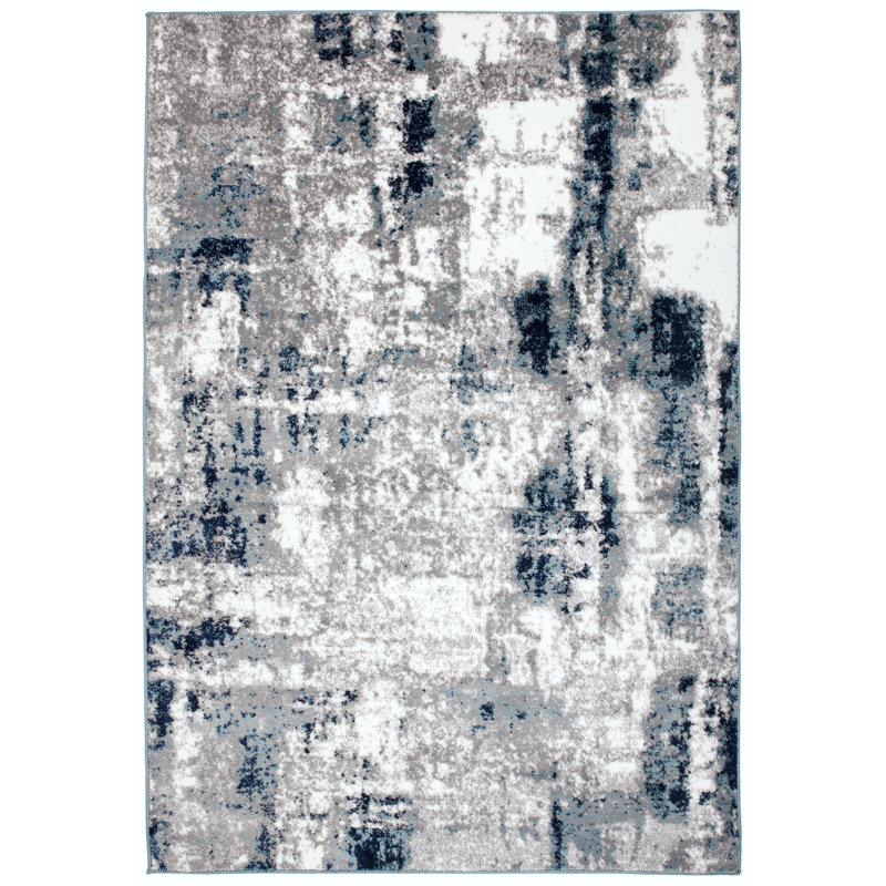 Tapis gris / bleu / blanc Willington, Rectangle de 2 pi x 3 pi