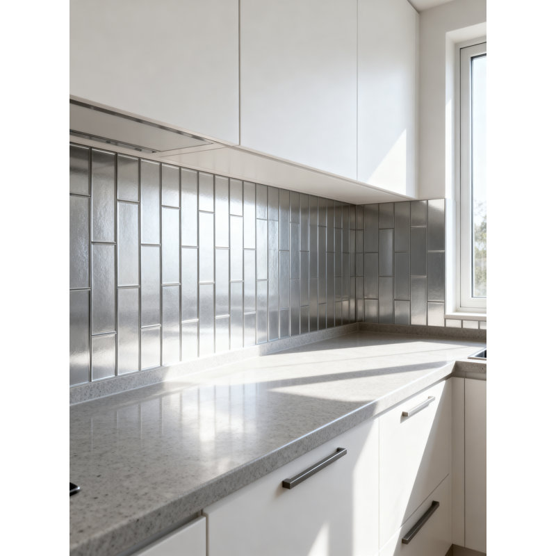 Carrelage mural de cuisine et de salle de bain décoratif à bord droit en verre de qualité diamant 2 po x 8 po Forever