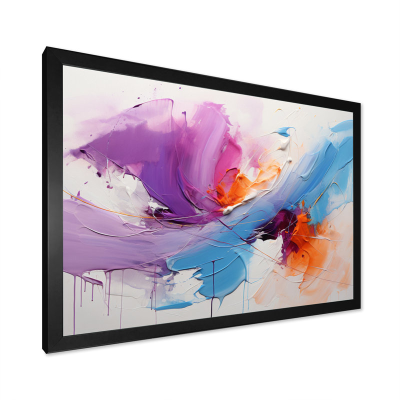 Coups de peinture abstraits de Jakayden, Cadre simple noir, H 34 po x l 44 po x P 1,5 po