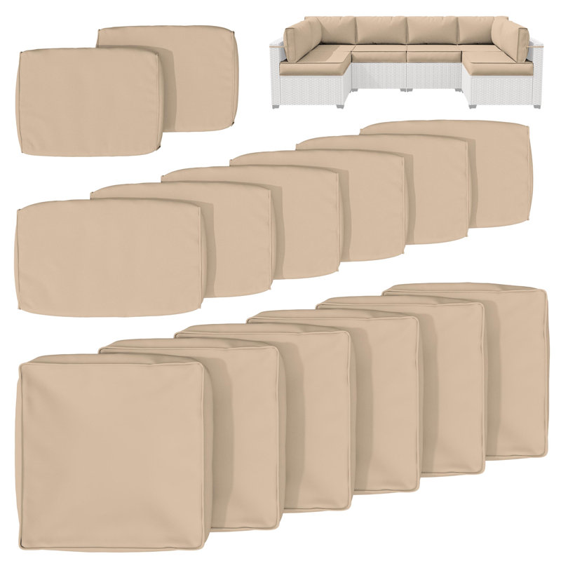 Housse de coussin pour groupe de sièges d'extérieur 14 pièces, seulement 14 housses, Sable