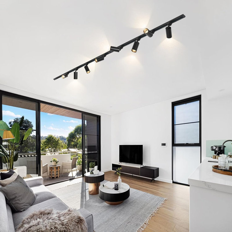 Plug In Track Lighting With Power Cord, Matte Black