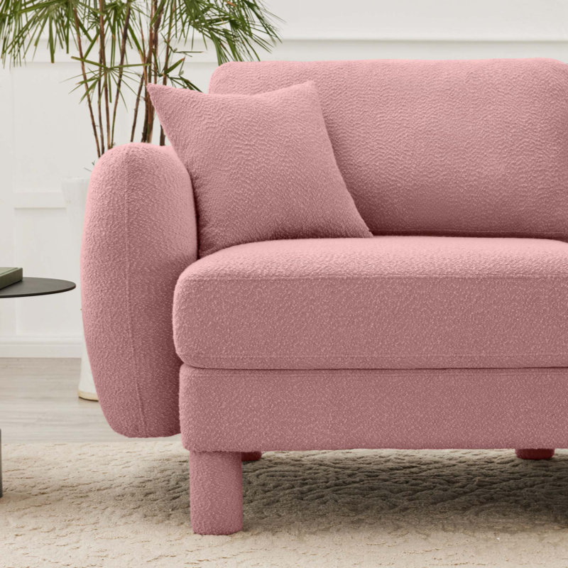 Canapé 4 places avec accoudoirs en forme de coquillage Boucle, Rose, 4, H 35 po x l 141 po x P 35,8 po
