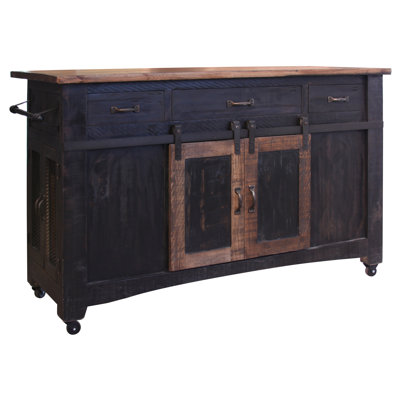 Pueblo Black Kitchen Island -  International Furniture Direct, ID370ISLAND
