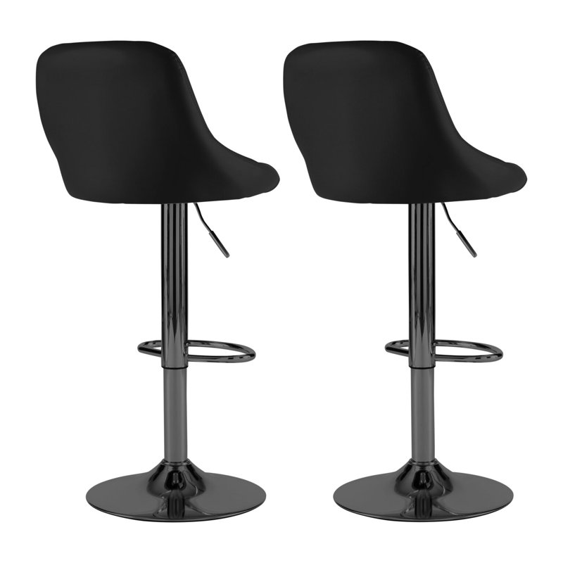 Idlewood Swivel Upholstered Adjustable Height Bar Stool, Black, Black