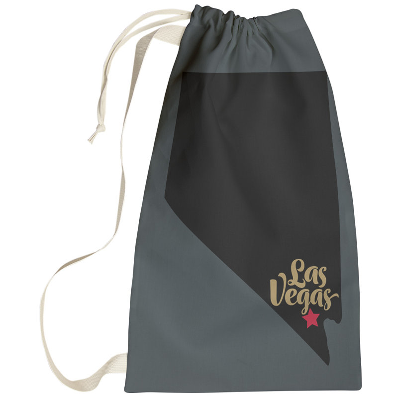 Fabric Laundry Bag with Handles, Small (29" H x 18" W), Gray/Black