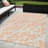 8' X 10' Peach and Ivory Abstract Washable Non Skid Indoor Outdoor Area Rug-2141229048