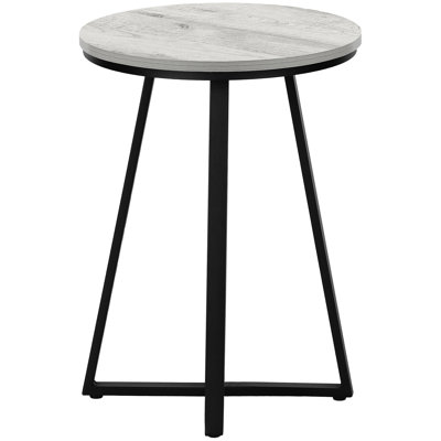 Modern Living Area End Table With Grey Laminate Surface And Black Metal Base Contemporary - Top,