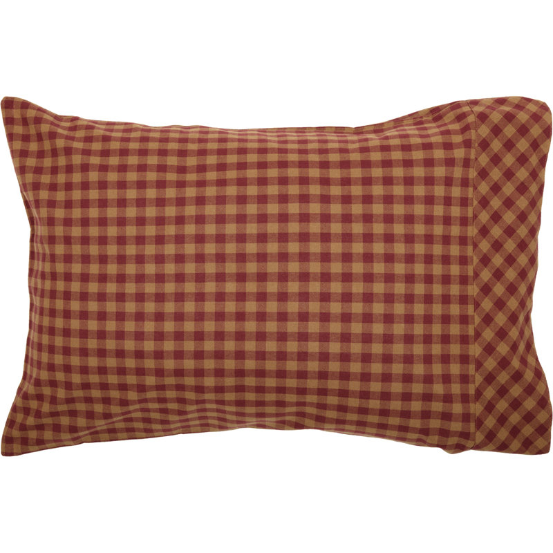 Burgundy Check Cotton Standard Pillowcase Set of 2