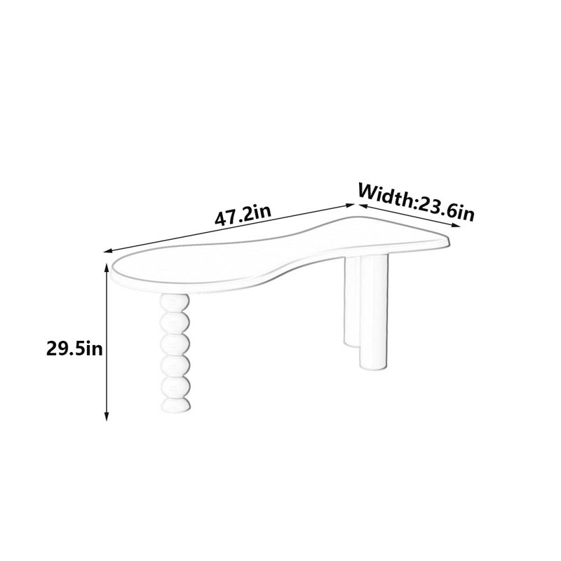 Bureau ergonomique en bois massif Luxury, H 29,5 po x l 47,2 po x P 23,6 po