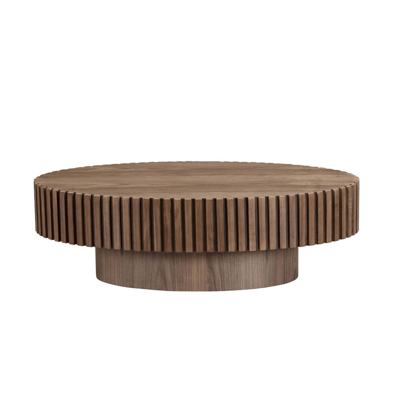 Modern Handcraft Drum Coffee Table, Walnut
