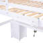 Lit mezzanine pleine grandeur avec bureau, armoires et rangement de chevet - Bois massif blanc avec station de charge-1053818868