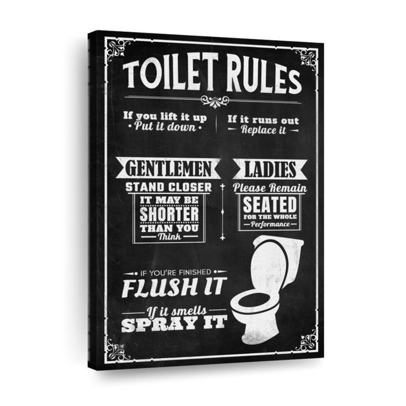 His And Hers Rules of Bathroom, H 24 po x l 16 po x P 1,25 po