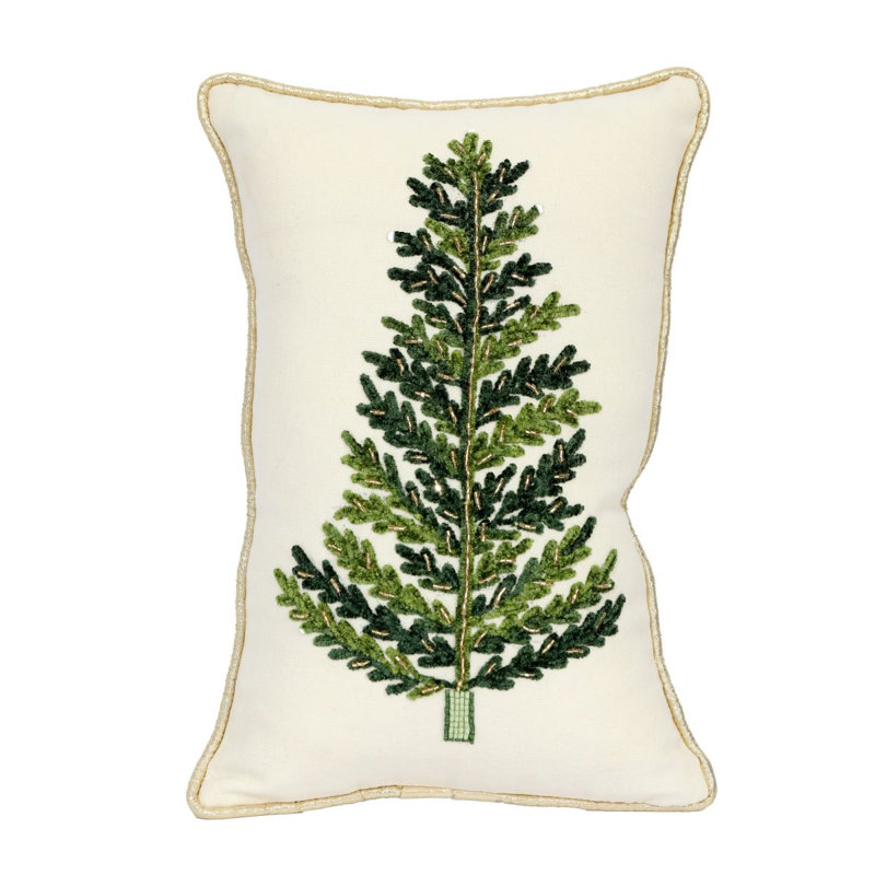 CHENILLE EMBROIDERED CHRISTMAS TREE PILLOW