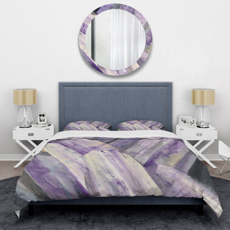 Géométrique - Glacier mauve - Ensemble de housse de couette Modern Farmhouse - Microfibre de polyester