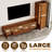 102'' Brown Walnut Finish Entertainment Center With Bookshelves For 55/65/70/75 inch TV, Mid Century Modern Wood Media Console Includes 78.7" Fluted Splayed Leg TV Stand With Storage And 4-Tier Glass Display Hutch With Lights For Living Room Bedroom-357668121