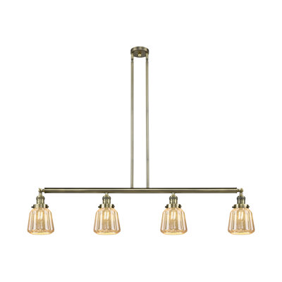 Chatham - 4 lumières - 51 pouces - Laiton antique - Tige suspendue - Îlot réglable