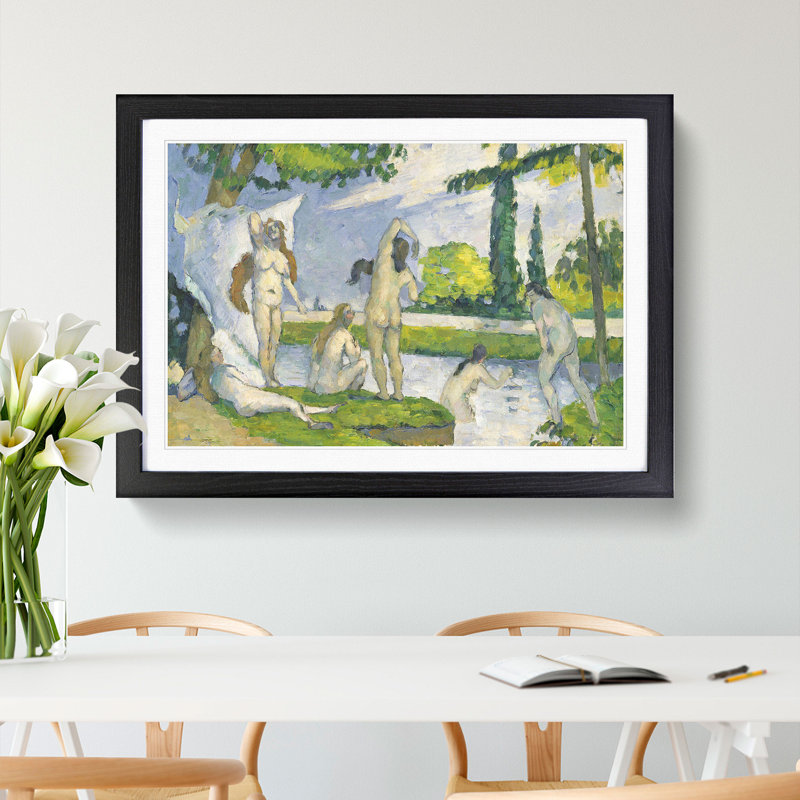 Bathers Vol.1 by Paul Cezanne - Picture Frame Painting, Black Framed, 27cm H x 36cm W x 2cm D