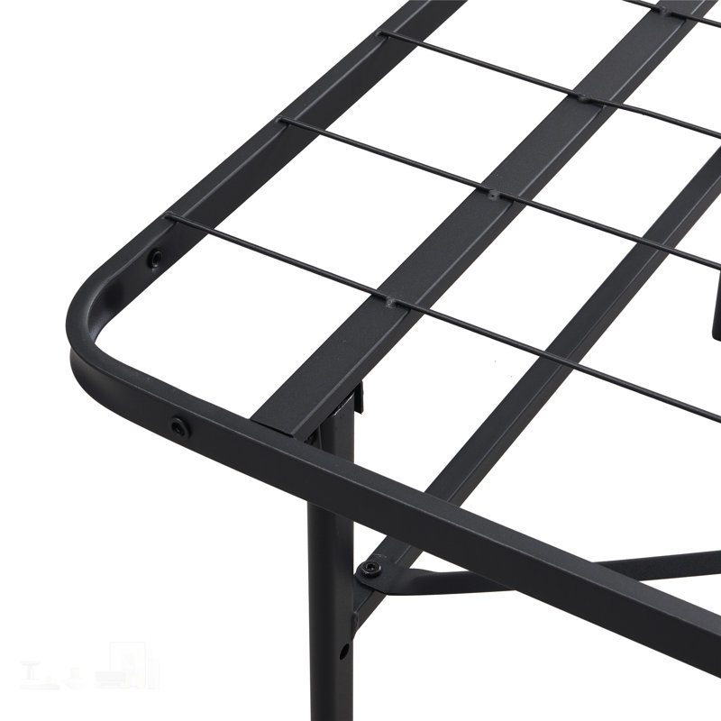 KING Metal Platform Folding Bed Frame, 14 Inch High, Queen Size, Heavy Duty Steel Slat, Easy Assembly, Under-Bed Storage, Black