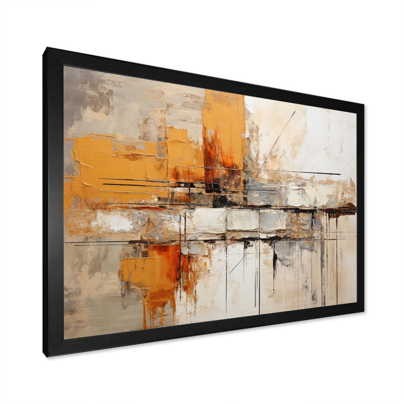 Georgean Orange Impressions II - Abstract Collages, art mural, Noir, H 34 po x l 44 po, Cadre photo unique