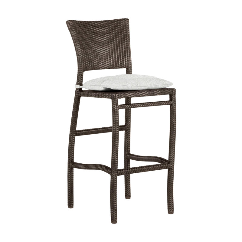Tabouret de bar extérieur en résine tressée 30 po Skye, Noyer noir, Pas de soudure, Bali perle