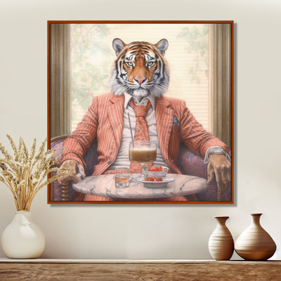 Tiger Having A Drink I - Animal Having A Drink Canvas Print