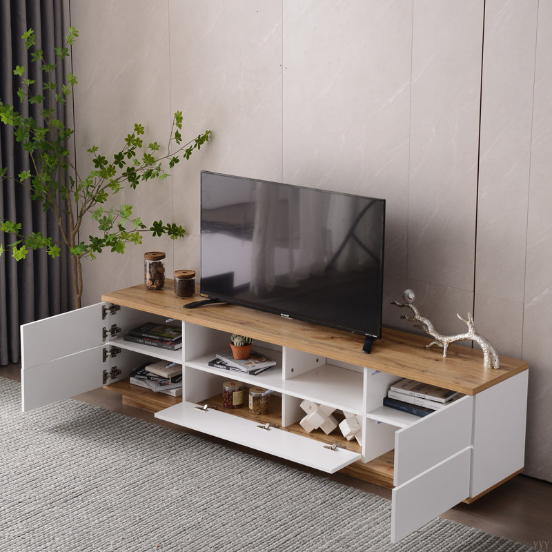Meuble télé moderne pour téléviseur , Blanc/naturel