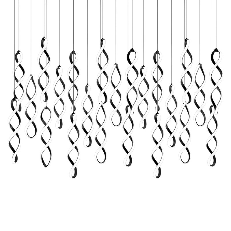 Luminaire suspendu grappe 23 lumières DEL Interlace, Noir