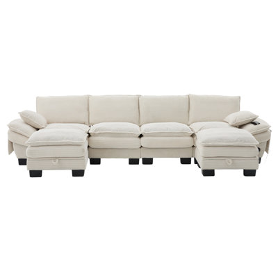 Sectional Cloud Modular Sofa, Deep Seat Comfort, Corduroy Upholstery, Multiple Configurations for Living Room and Office