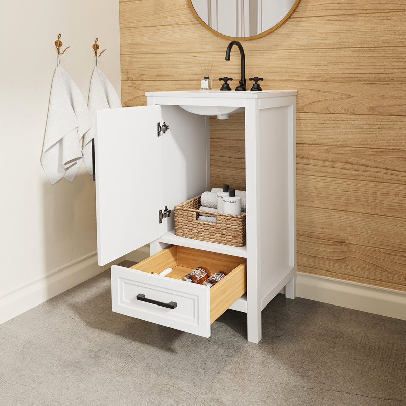 Meuble-lavabo blanc 18 po entièrement assemblé, Blanc