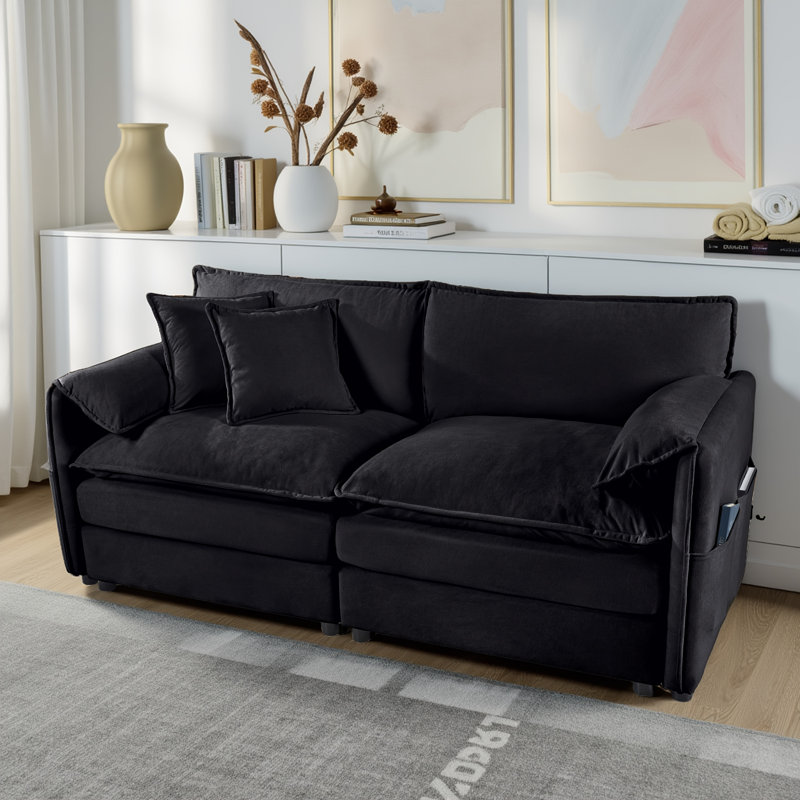Causeuse en chenille moderne et minimaliste moderne, Noir