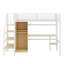Lit mezzanine simple en métal avec bureau, tablette, armoire et escalier de rangement-1385493538