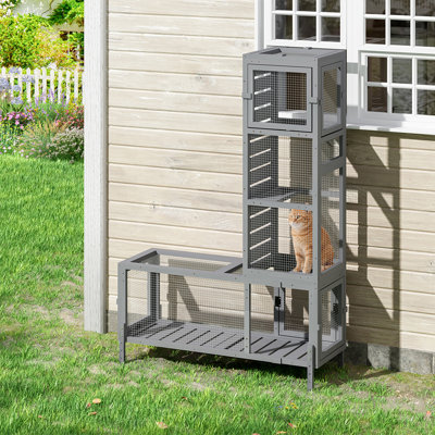  Wooden Cat Play Tunnel With Platforms | Configurable Window Catio | Multi-combination Extendable Cat Run For Indoor/outdoor Use | Small Pet Play Enclosure