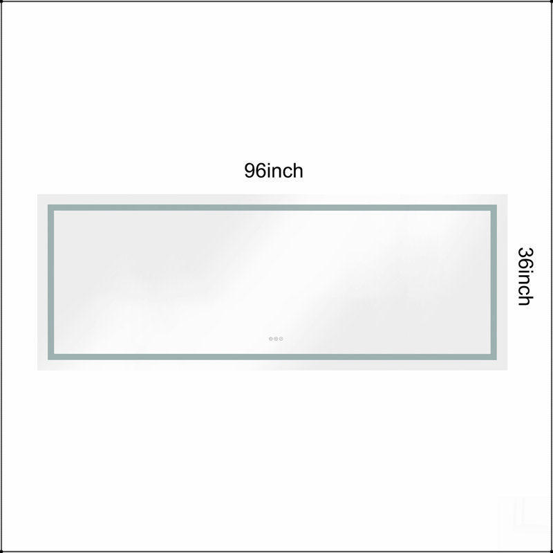 Miroir de salle de bain 96 po x 36 po à DEL avec façade et rétroéclairage, miroir de meuble-lavabo mural, anti-buée, mémoire, 3 couleurs, réglable en continu
