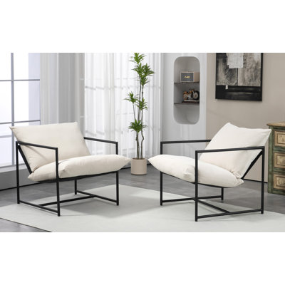 Fauteuil d'appoint élégant en velours moderne, fauteuil inclinable contemporain à structure en métal avec coussin de siège profond pour bureau à domicile