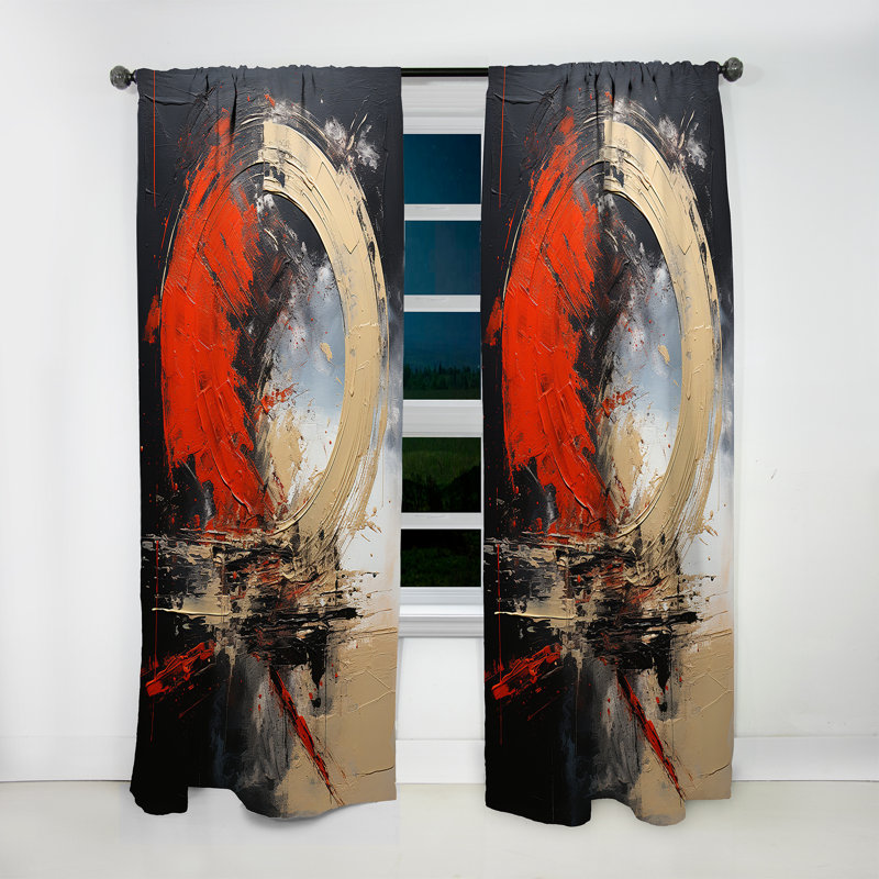 Aubry - Abstract Painting Curtain - Room Darkening Abstract Curtain - 1 Panels, 52" W x 63" L
