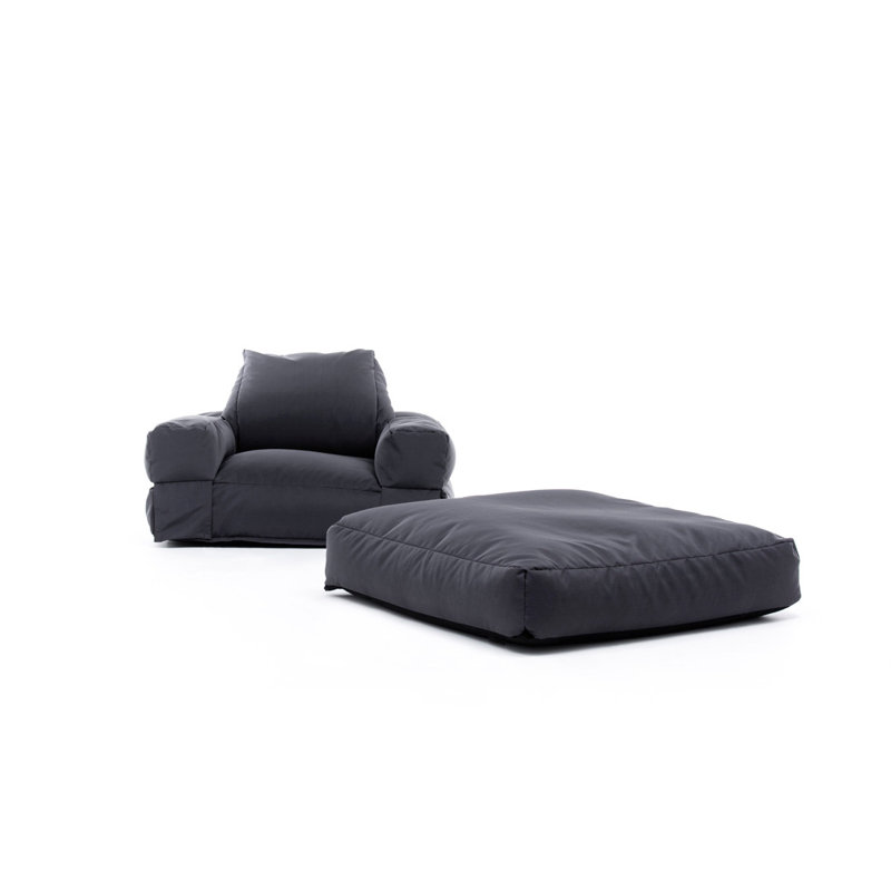 Fauteuil futon large de 35,4 po Elvin, Mélange de polyester gris