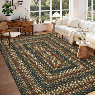 Tapis de salon lavable 8 x 10 tapis antidérapant pour terrasse d'extérieur tressé à faible velours