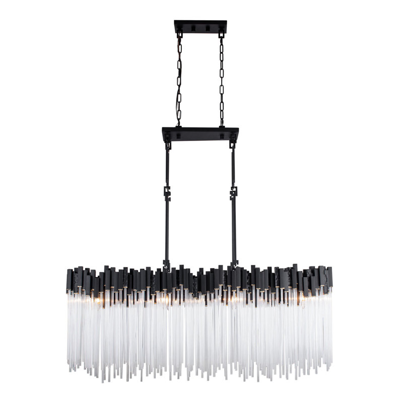Luminaire suspendu Matrix - P 13 po x l 48,25 po x H 31,5 po - noir mat / or français, Noir mat / or français, 8 Lights