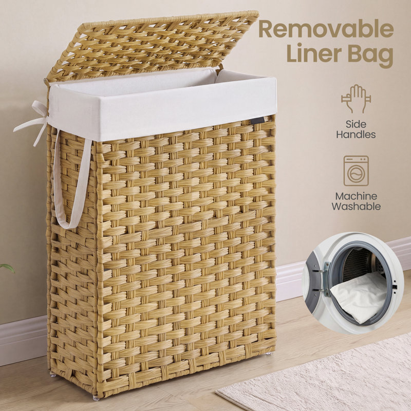 Laundry Basket With Lid And Handles, Yellow