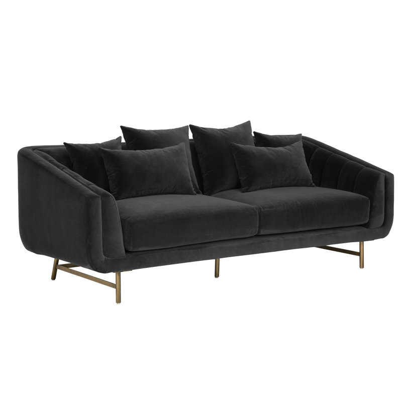Coles 85'' Velvet Sofa - Black, Black