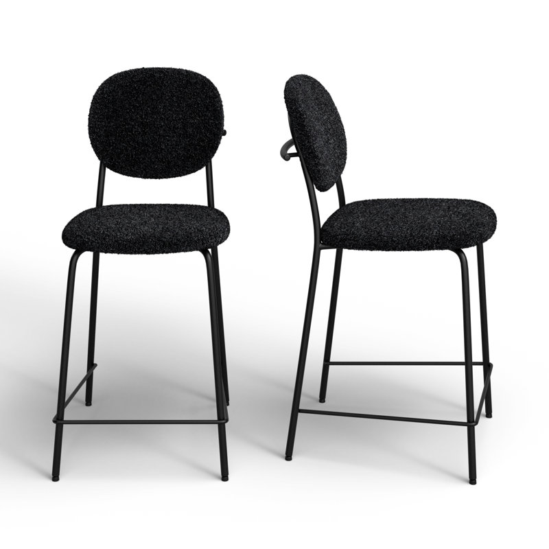 Alec Boucle Bar & Counter Stool, Counter Stool (23” Seat Height), Black